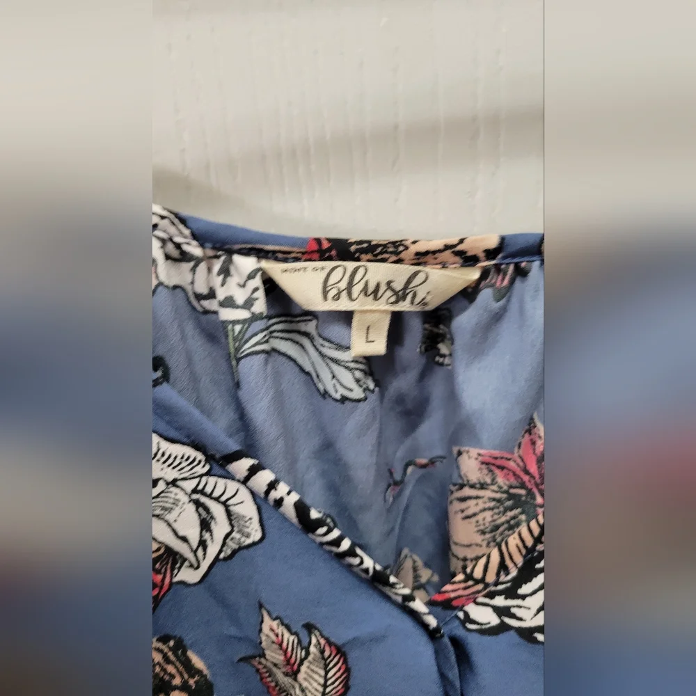 Blue Floral Off-Shoulder Mini Dress - Picture 3 of 10